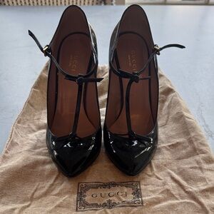 Gucci Beverly Black Patent Leather Heels